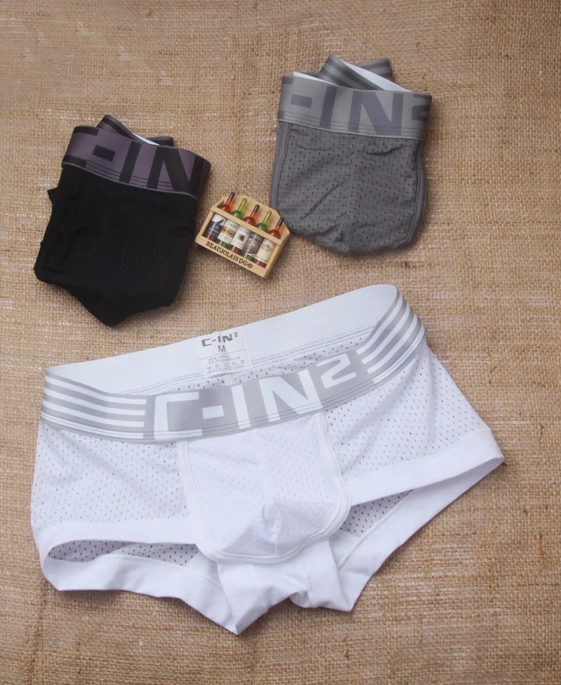 Трусы мужские шелковые летние дышащие сетчатые с дырками плоским углом