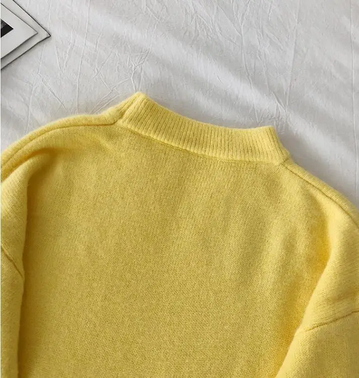 Осенне-зимняя обувь корейский надписи Sweet Love Heart вышивка свободные Круглый воротник пуловер с длинным рукавом, вязаный свитер