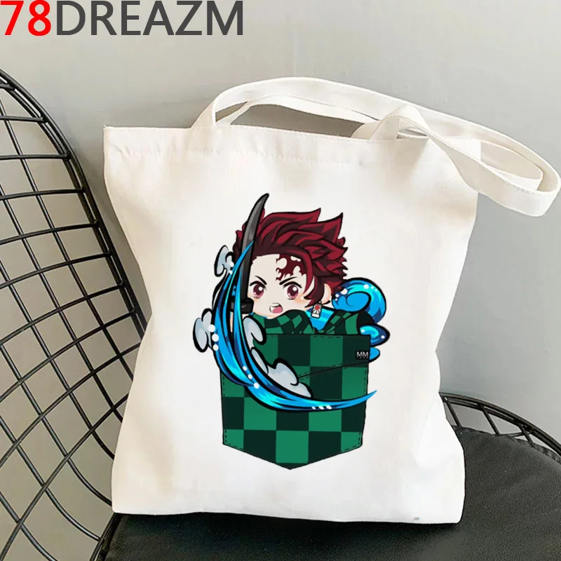 

Demon Slayer shopping bag eco tote bolso grocery reusable canvas bag shoping boodschappentas foldable cabas