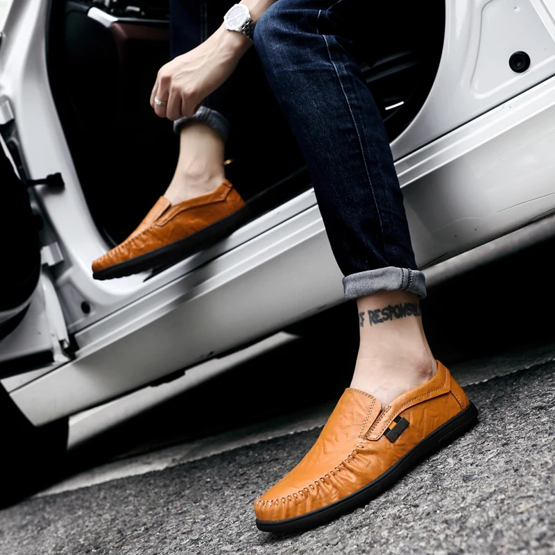 Мокасины VESONAL мужские из натуральной кожи мягкие дышащие без застежки лоферы