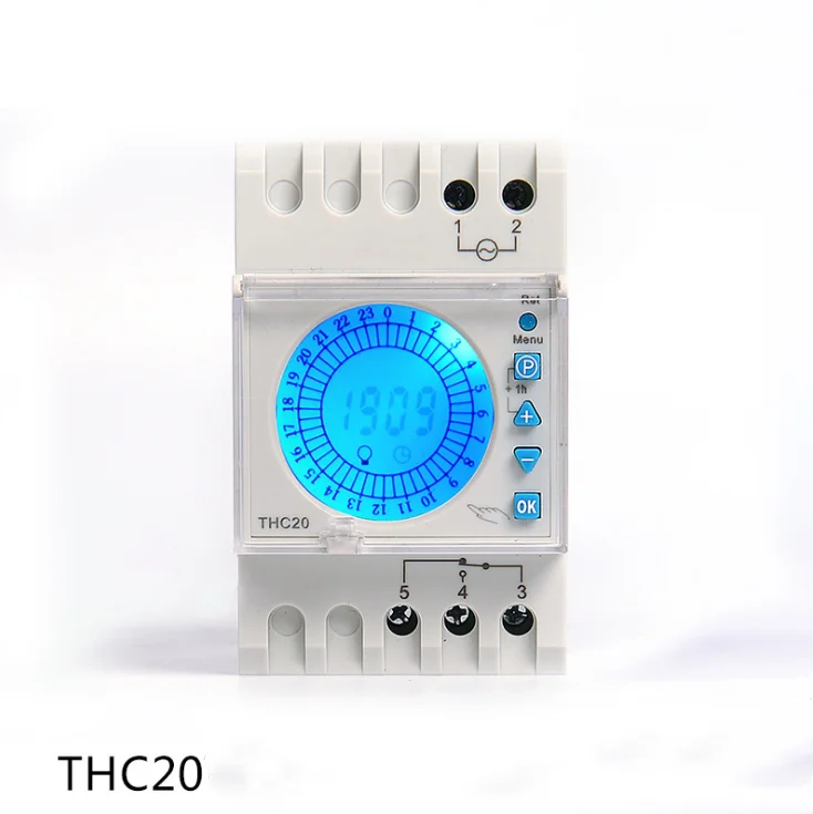 

THC20 Programmable Time Controller Digital Timer Din Rail Backlight Display Time Switch DHC20V