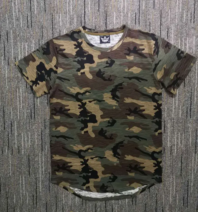 Удлиненная футболка с коротким рукавом Мужская камуфляжная в стиле хип-хоп swag