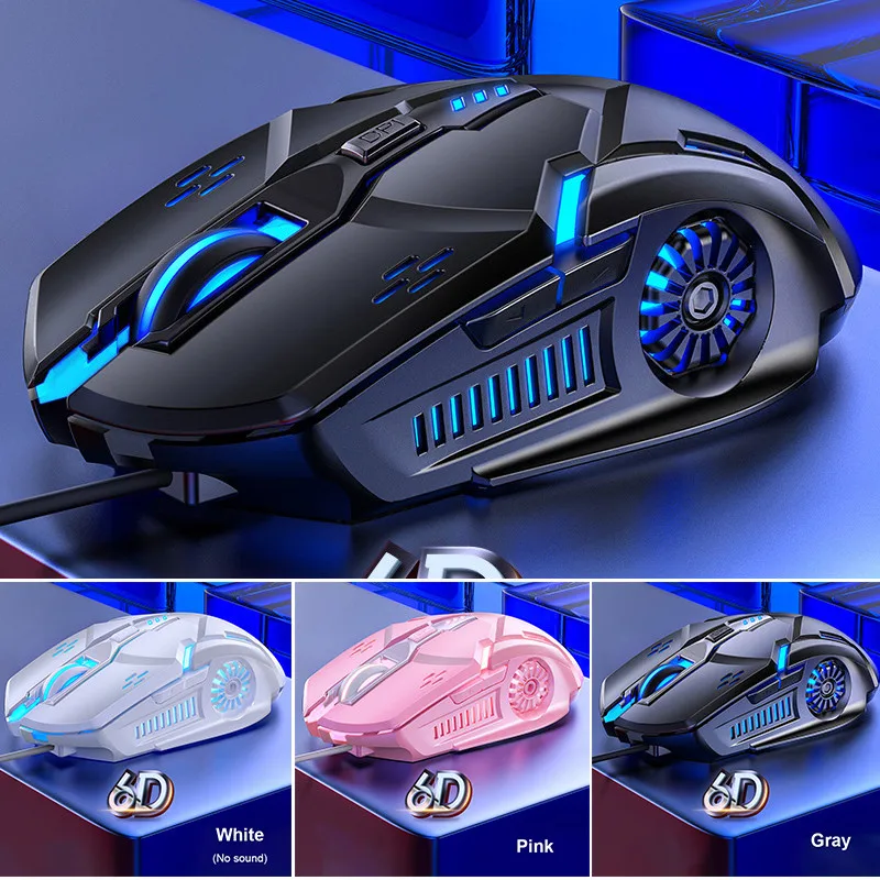 Мышь компьютерная игровая 6D со светодиодсветильник кой бесшумная проводная мышь