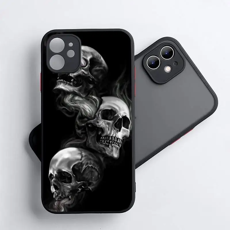 

Horror Skull Phone Case Matte Transparent for iPhone 7 8 11 12 s mini pro X XS XR MAX Plus coque