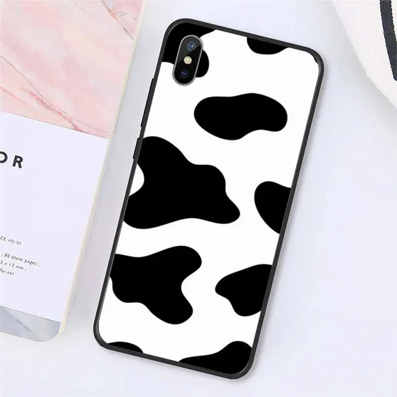 

White Black Cow Symbol Pattern Phone Case for iPhone 11 12 pro MINI XS MAX 8 7 6 6S Plus X 5S SE 2020 XR