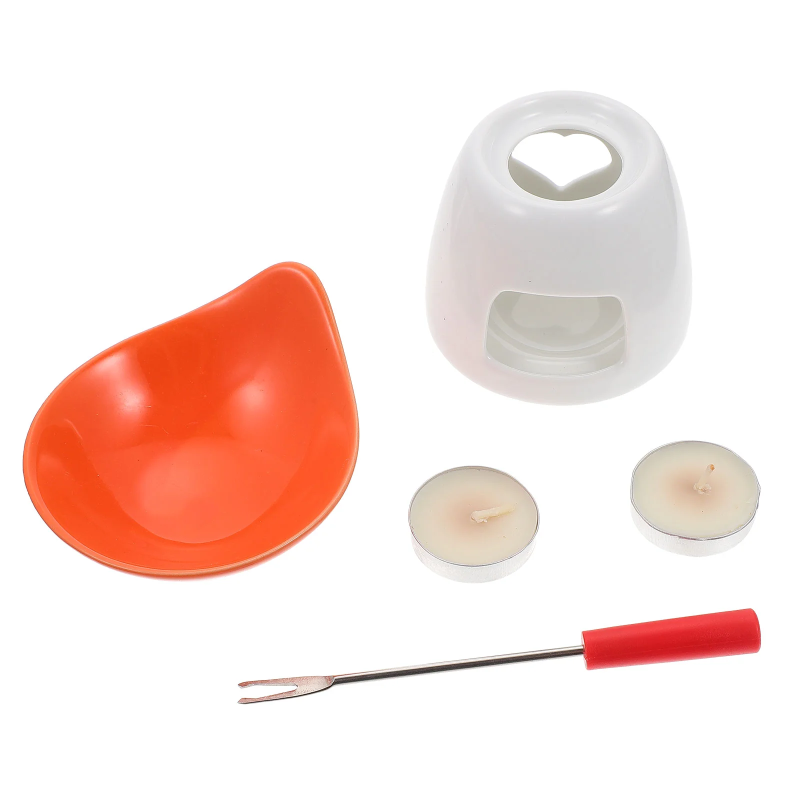 1 Set Cheese Melting Pot Ceramic Chocolate Fondue Butter Warmer for Home (Orange) | Дом и сад