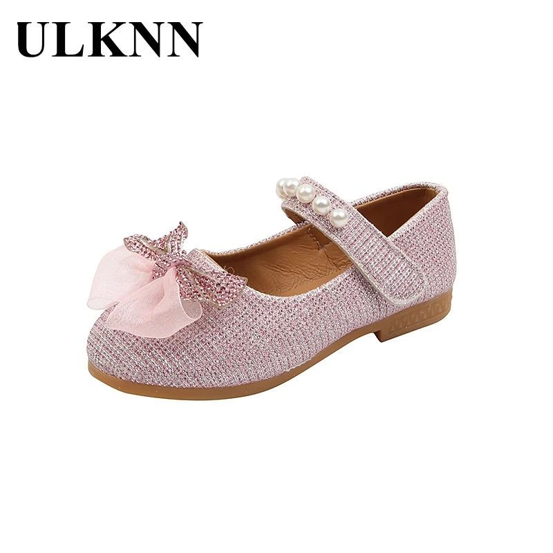 

ULKNN Bow Leather Shoes For Girl Children Summer Casual Footwears 2021 Solid Princess Party Flats Shoes Non-slip Kid's Leathers