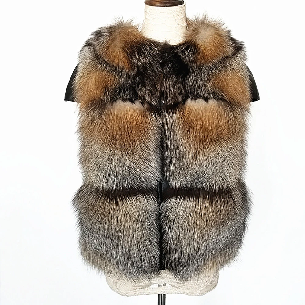 TOPFUR Raccoon Fur Vest Women Real Fur Vest Women Fashion Winter Coat Women Leather Jacket Raccoon Fur Coat Real Leather Jacket enlarge
