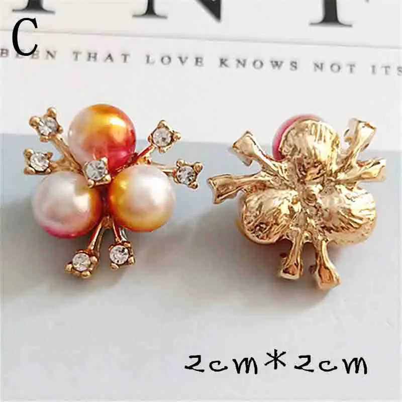 

10pcs/lot Rhinestone Pearl Buttons For Clothing DIY Girl Hair Wedding Card Crystal Buttons Dress Crafts Hair Jewelry Accessories