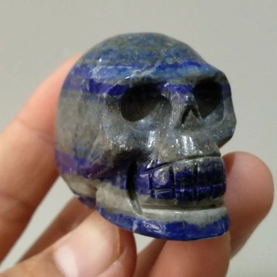 

2" "So Impressive"~Super Realistic LAPIS LAZULI Hand-Carved 3D SKULL