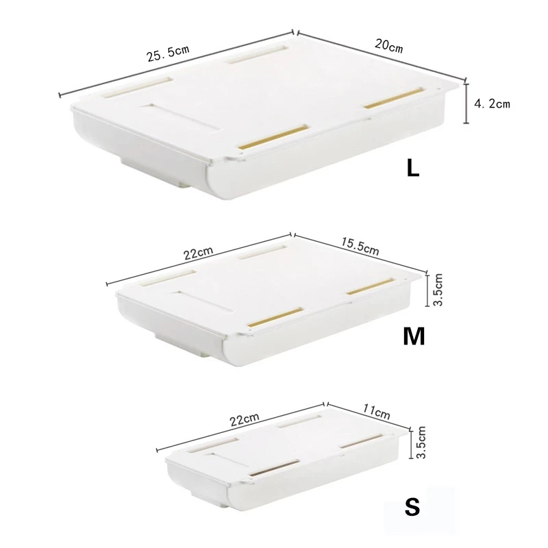 Self Stick Pencil Tray Under Desk Drawer Organizer Table Storage Boxes Stand Self-adhesive Under-drawer Box |