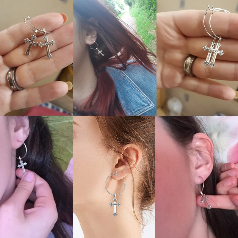 Горячая Распродажа модные виде незаполненного круга крест серьги для женщин