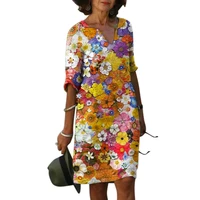 women floral print half sleeve midi dress fashion summer v neck a line dress bohemian vintage casual sundress %d0%bf%d0%bb%d0%b0%d1%82%d1%8c%d0%b5 %d0%bb%d0%b5%d1%82%d0%bd%d0%b5%d0%b5