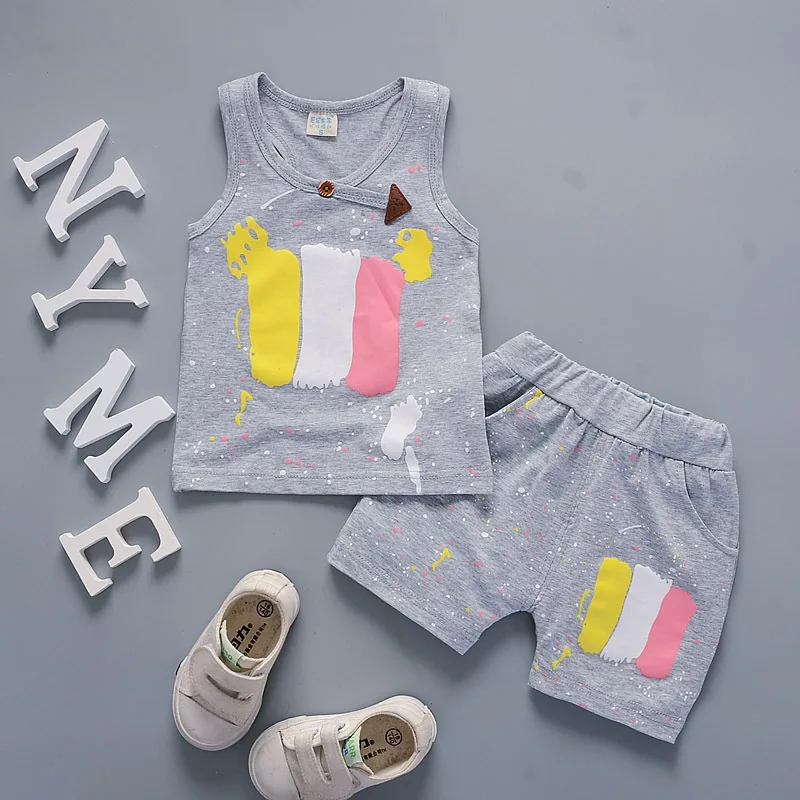 Летняя детская одежда комплект Brother из хлопка без рукавов Повседневные детские