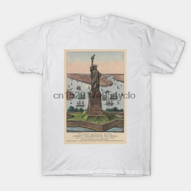 Men t-shirt Vintage NYC Statue of Liberty Illustration (1885) tshirt Women t shirt | Мужская одежда
