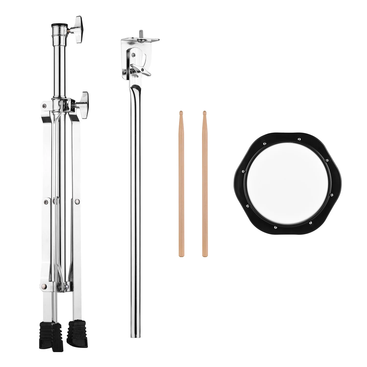 

8 Inch Dumb Silent Drum Set Percussion 8mm Screw Connector 79-120cm Including Plastic Drum Pad Maple Drumsticks Metal Drum Stand