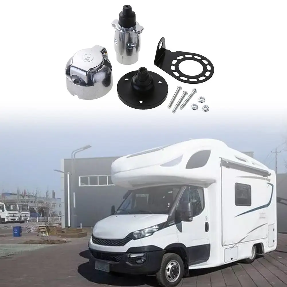 

VODOOL 12V 7 Way RV Boat Truck Trailer Metal Plug Connector Adapter With Socket Kit For European Standard RV Trailer Accessories