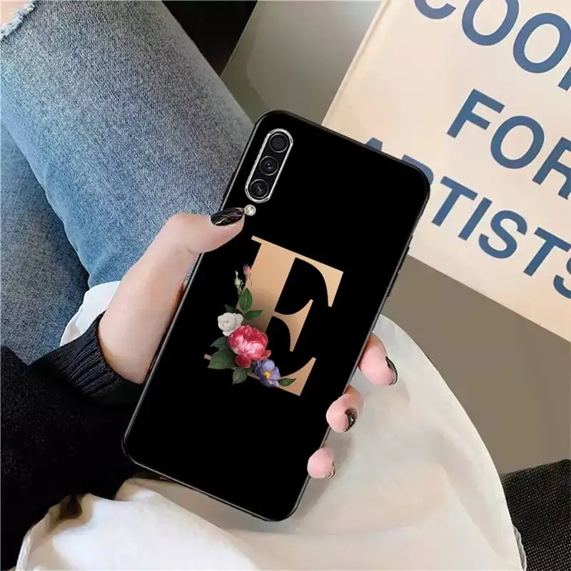 

Flowers and letters black art Phone Case For Samsung galaxy S 9 10 20 A 10 21 30 31 40 50 51 71 s note 20 j 4 2018 plus