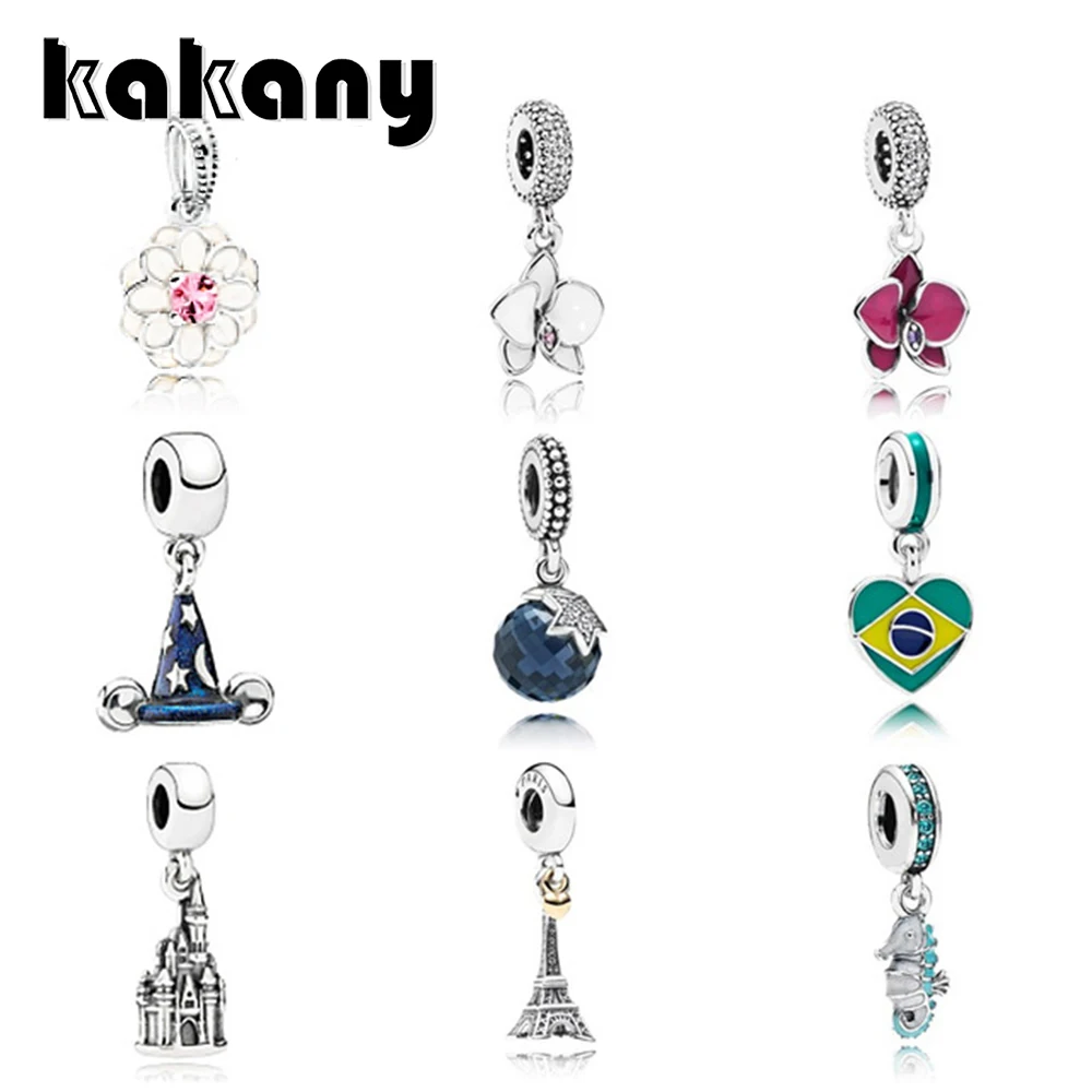 

Женский уникальный кулон из серебра S925 пробы, романтический цветок, Эйфелева башня, замок, подходит для поделок, оригинальное ожерелье, кулон