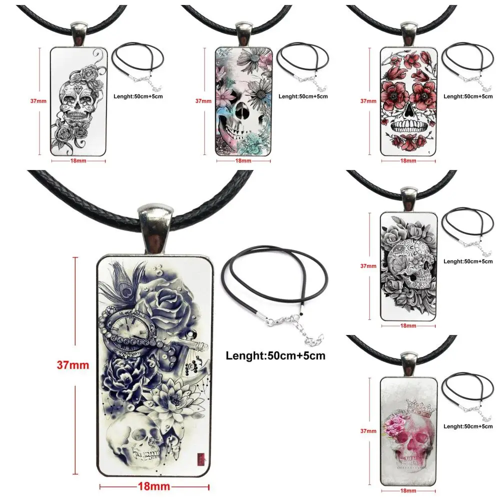 Сахарный череп цветок для девочек подарок стеклянная подвеска с изображением