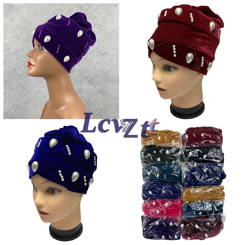 

New Diamonds African Turban Caps Women Hijab Bonnet Muslim Head scarf Hat Islamic Head Wraps Headwear Nigeria Wedding gele