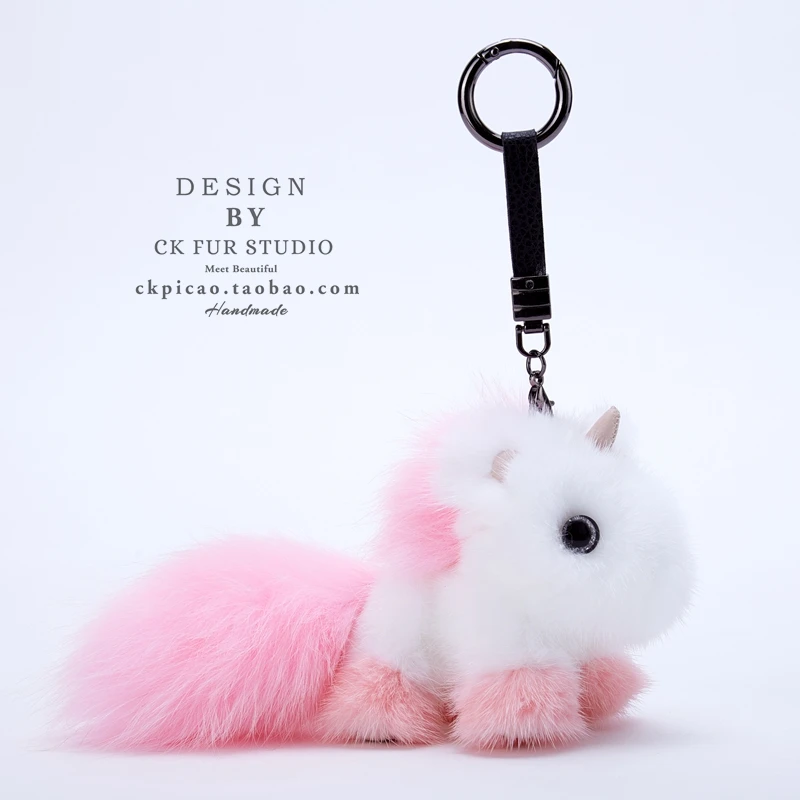 

Новинка, подвеска-брелок из натурального меха норки, Милый Плюшевый единорог мечты, подвеска-брелок для сумки, Подвеска для женщин, искусств...