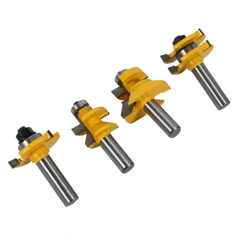 Набор фрез 4-битный наконечник язычок паз и Т-образный вырез хвостовик 1/2 дюйма