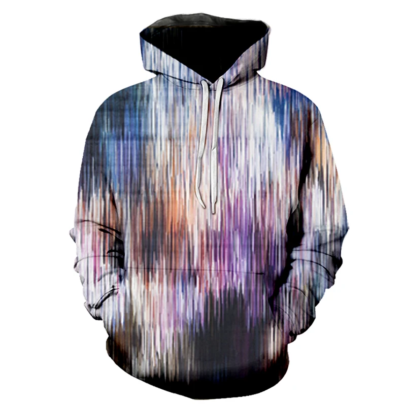 

Mixed color pattern men is 3D printing hoodie visual impact party top punk goth round neck high quality American sweater hoodie