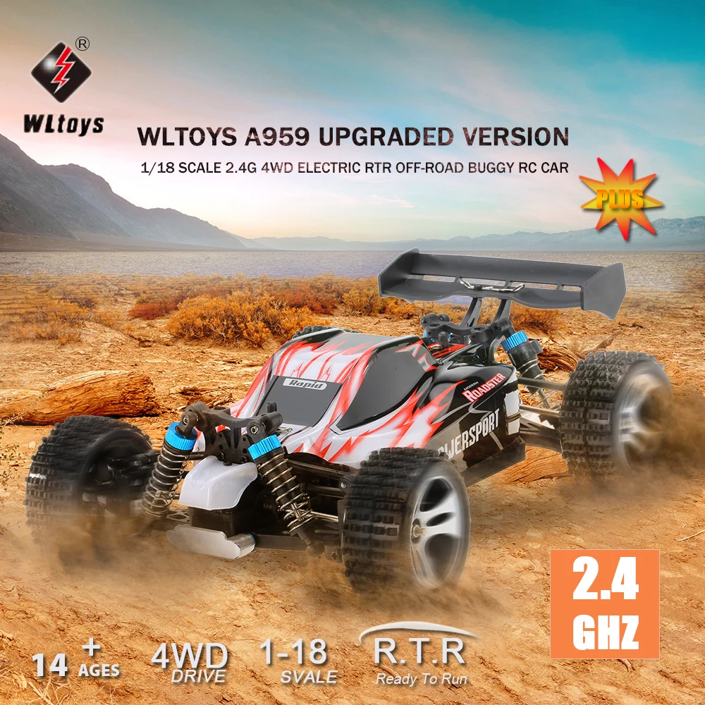 

Wltoys A959 1:18 2.4Ghz 4WD RC Car Off-Road Car 45KM/H High Speed Racing Buggy Car Remote Control Vehicle RTR Toys for Kids