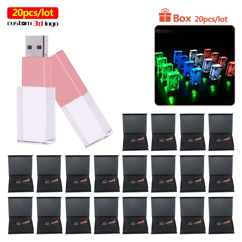 

20 шт./лот, USB 2,0, 4 ГБ, 8 ГБ, 16 ГБ, 32 ГБ, 64 ГБ, бесплатная доставка, Пользовательский логотип, прозрачное стекло, usb флэш-накопитель, подарки на свадь...