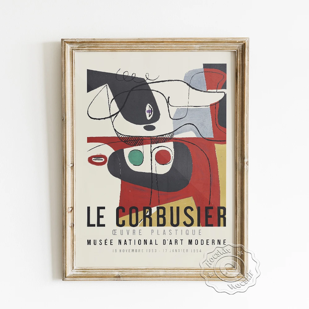 

Le Corbusier Exhibition Cubism Museum Poster, Abstract Expressionism Canvas Painting, Mid Century Modern Wall Art Home Decor