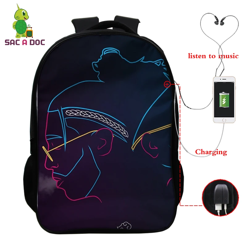 Bookbag 12 16 дюймов рюкзаки PNL печать USB зарядка школьный рюкзак для подростков мальчиков и девочек рюкзак для ноутбука дорожная сумка Sac Dos - Цвет: Bookbag 12