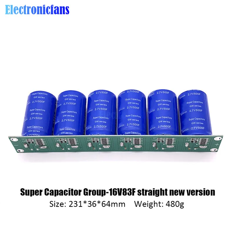 Новинка 2 7 V 500F 6 шт/1 комплект супер емкость 16V 83F фарад конденсатор с защитной
