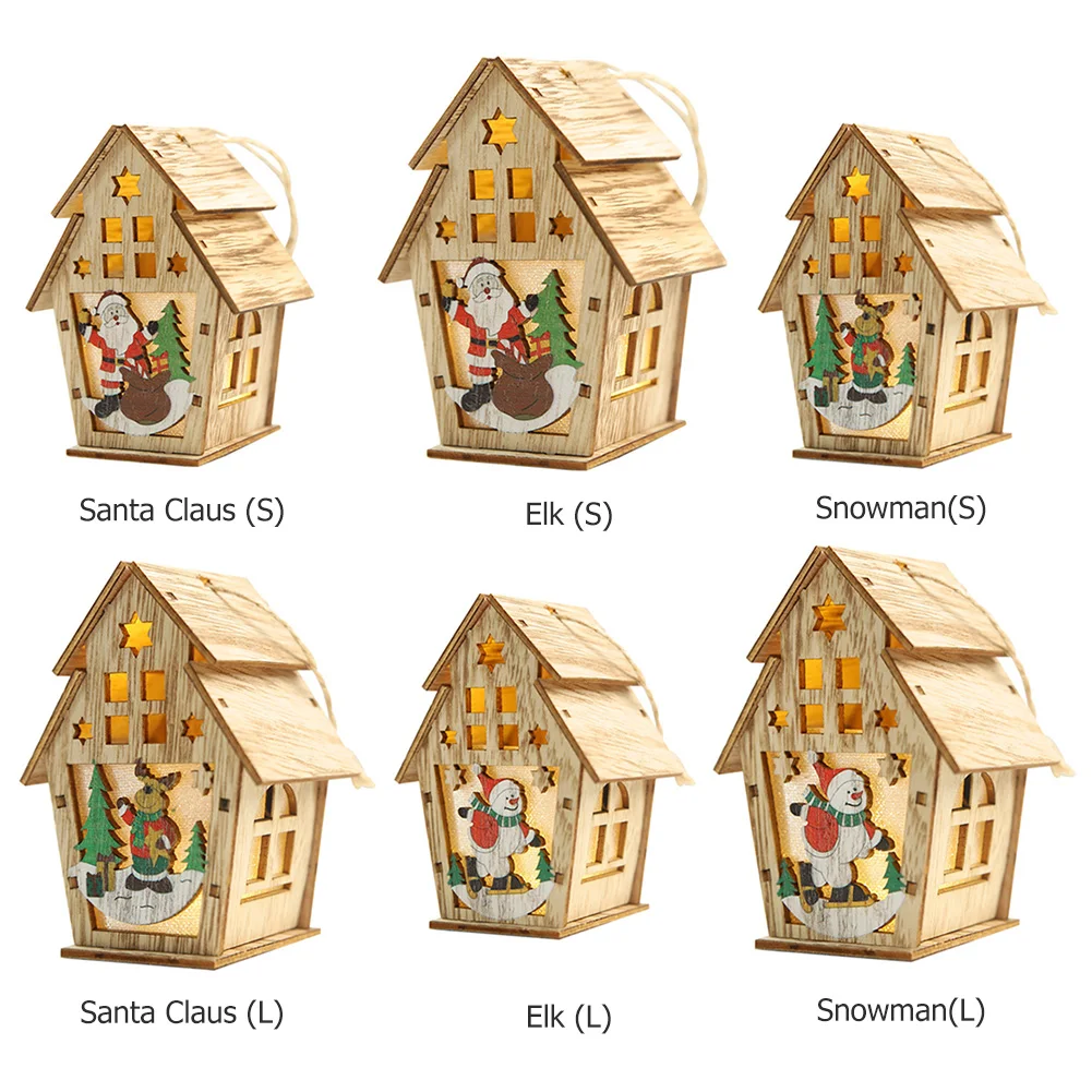 Милый деревянный домик с двумя крышками светодиодный елочный орнамент сделай