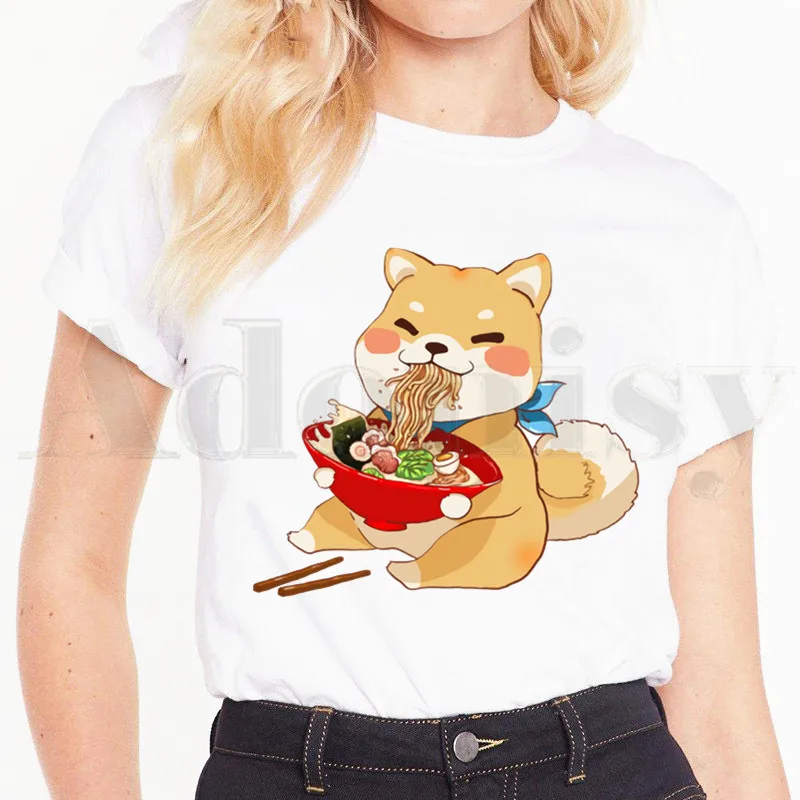 

Short Sleeve Female Tops Tees Harajuku VintageT Shirts Shiba Inu Dog Japanese Print Funny Animal Harajuku Women's T-shirt
