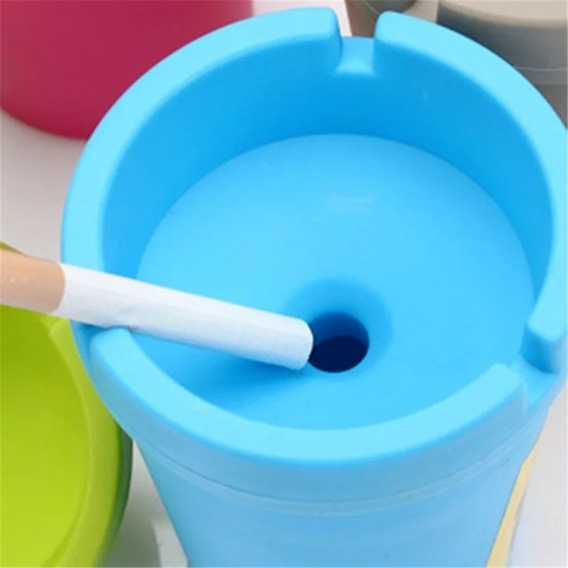 

Portable Car Ashtray Fireproof Materials Smoke Ash Holder Butt Bucket with Cigarette Slot Holder Mini Ashtray for Home Car
