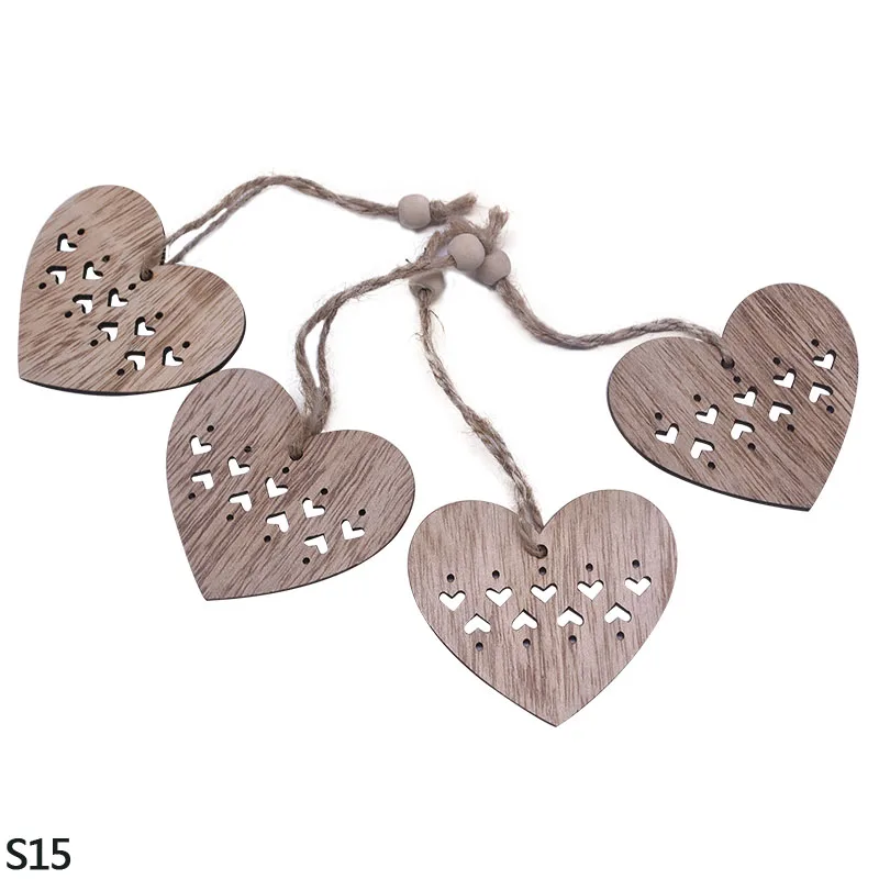 3/6pcs Christmas Wooden Pendant Wooden Hollow Snowflake Christmas Tree Hanging Decor For New Year Xmas Party Ornaments Kids Gift