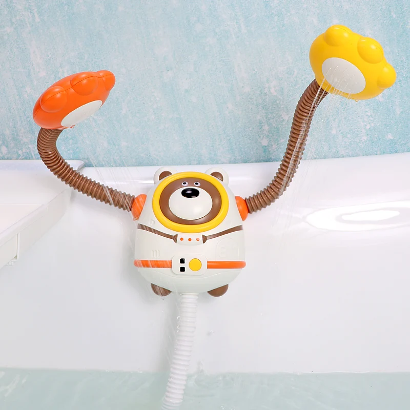 

Cute Bear Electric Water Spray Bath Toys Double Shower Head For Kids Baby Bathroom Bathtub Water Game Outside Pool Sprinkler Toy