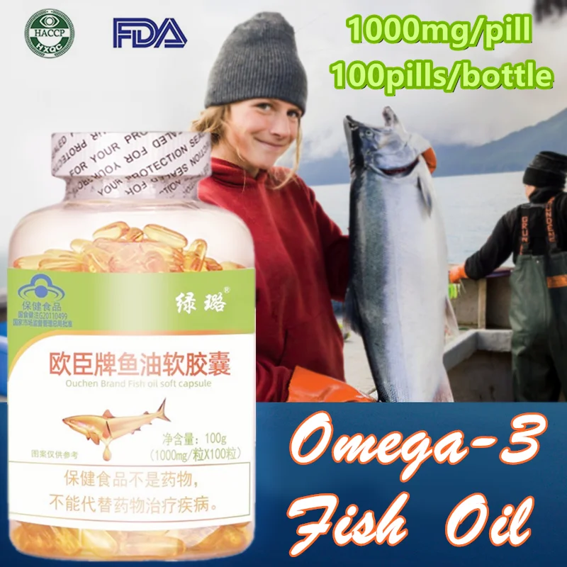 

1000mg Omega-3 Fish Oil Capsule EPA DHA Vitamins E Heart Brain Joint Support Cardiovascular Support for Women Men Cholesterol