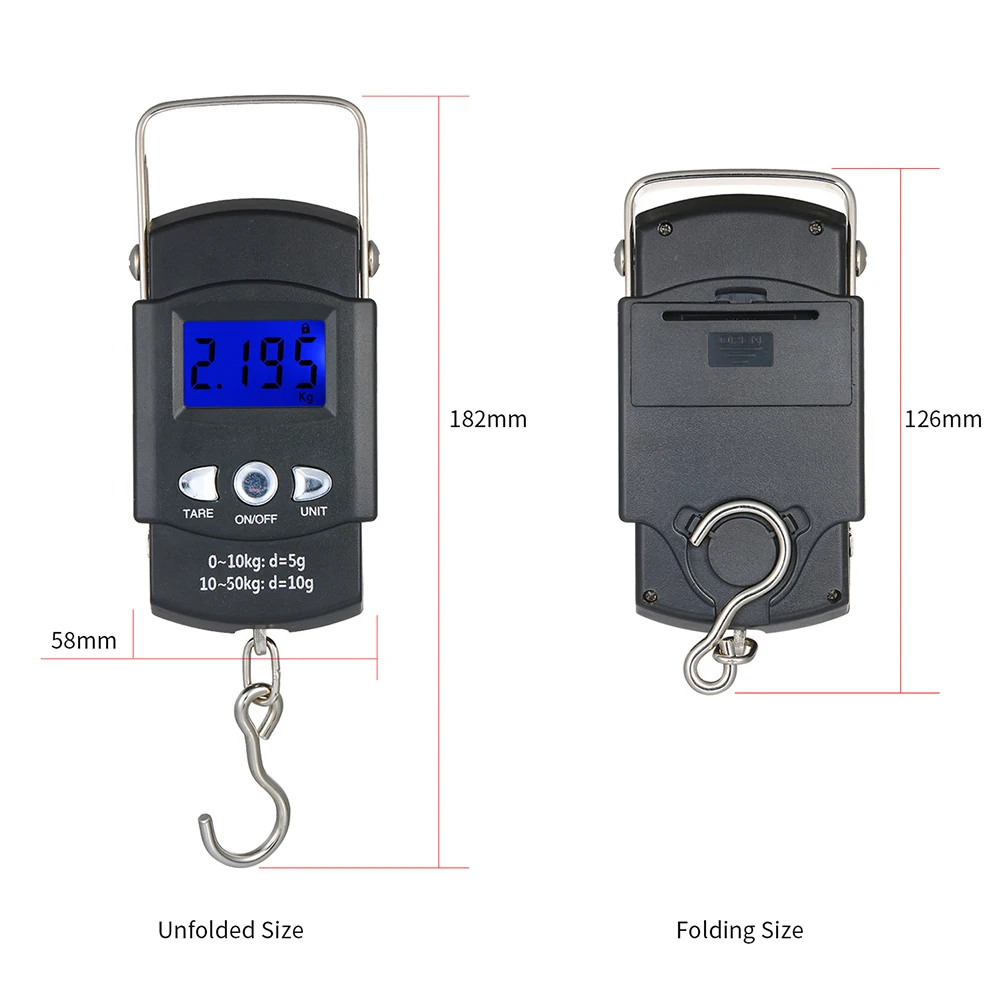 

50kg Lightweight Hook Electronic Scale Portable LCD Digital Display Electronic Weighing Scale Luggage Weighting Tool