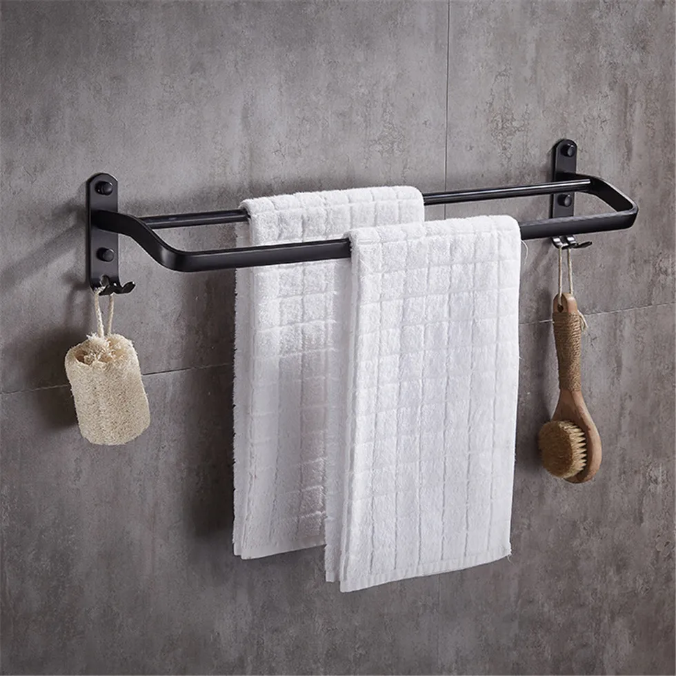 50 см черная двойная вешалка для полотенец настенное крепление пространство