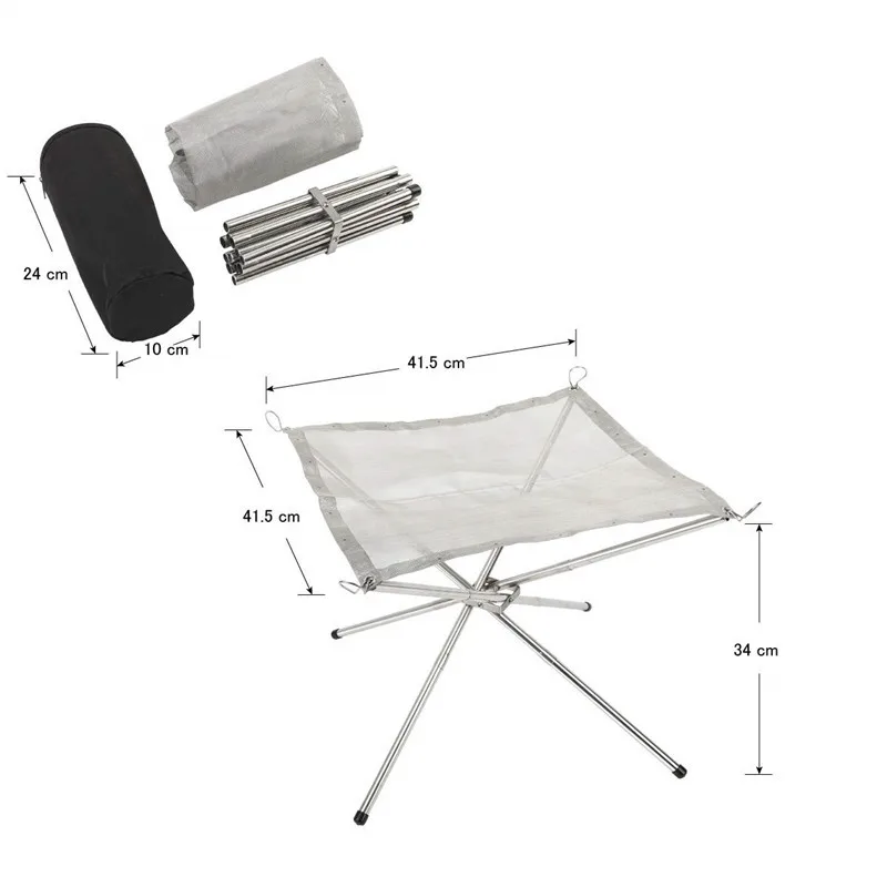 Портативный Открытый пожарная яма из нержавеющей стали Кемпинг сетки камин