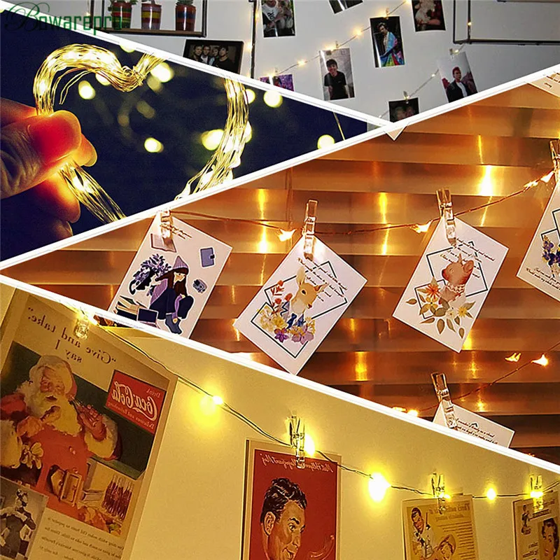 2 м + 12 шт. зажимов питание от аккумулятора светильник для кухни зажим фото