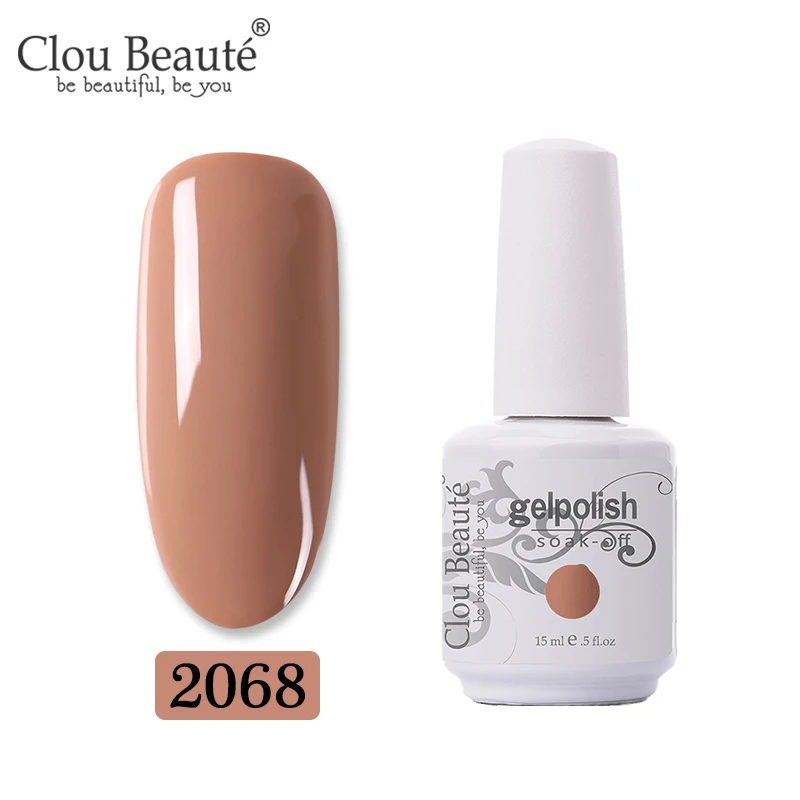2068 Clou Beaute 15 мл телесный цвет серия Гель лак для ногтей дизайн ногтей строитель гель для полуперманентного лака - Цвет: 2068