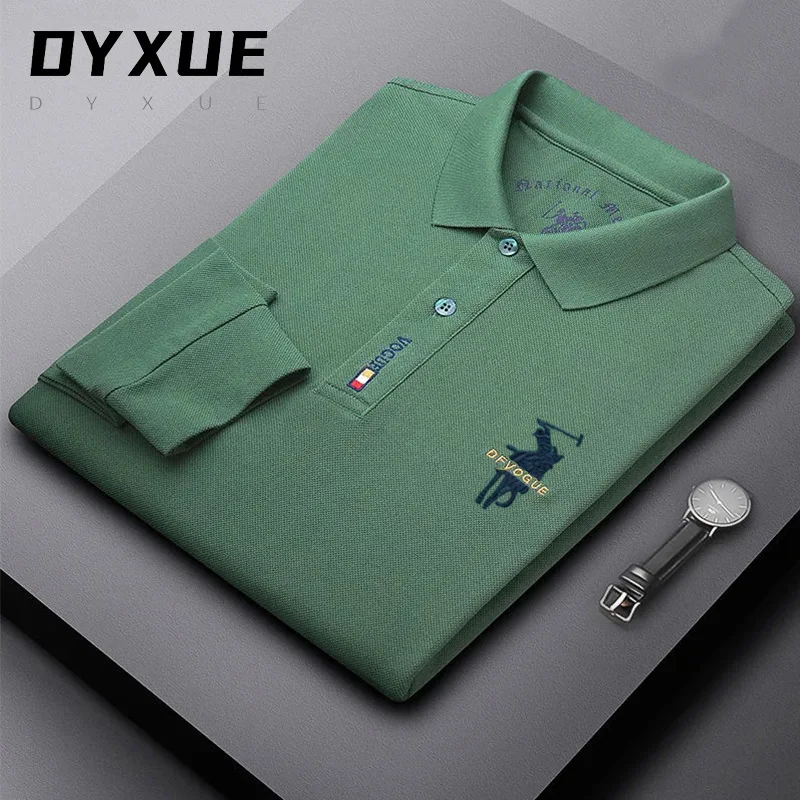 

Top Quality New Designe Brand Polo Shirt Men 100%Cotton Solid Color Casual Long Sleeve Embroidery Tops Korean Fashion Clothing