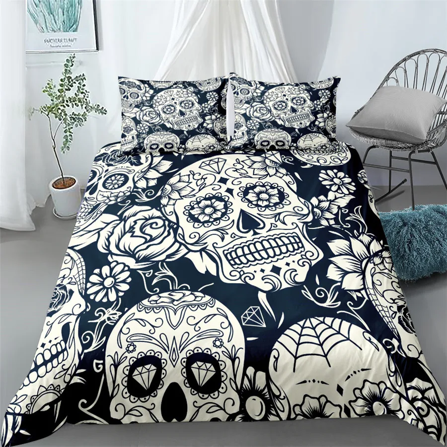 

Hand Art Skull Duvet Cover Set Single Twin Double Queen King Super King Size Bed Linen Set