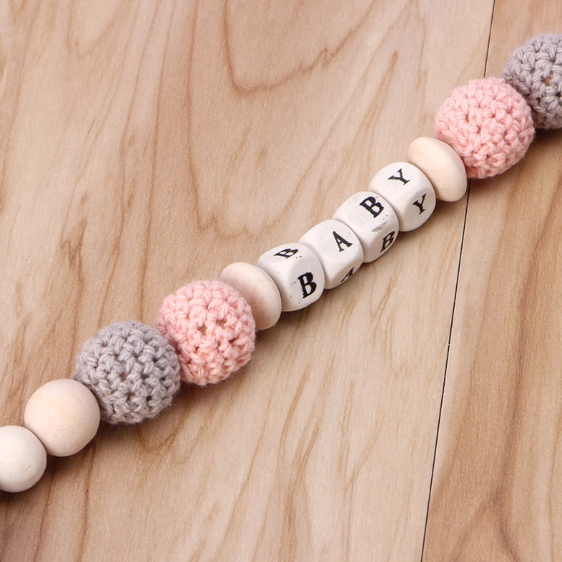 

Wooden Bead Dummy Clip Holder Pacifier Clips Soother Chains Baby Teething Toy