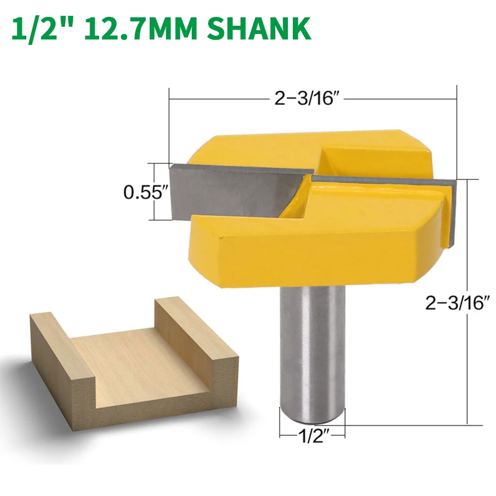 

1PC 1/2" 12.7MM Shank Milling Cutter Wood Carving Cleaning Bottom Router Bits 2-3/16 Cutting Diameter Surface Planing Router Bit