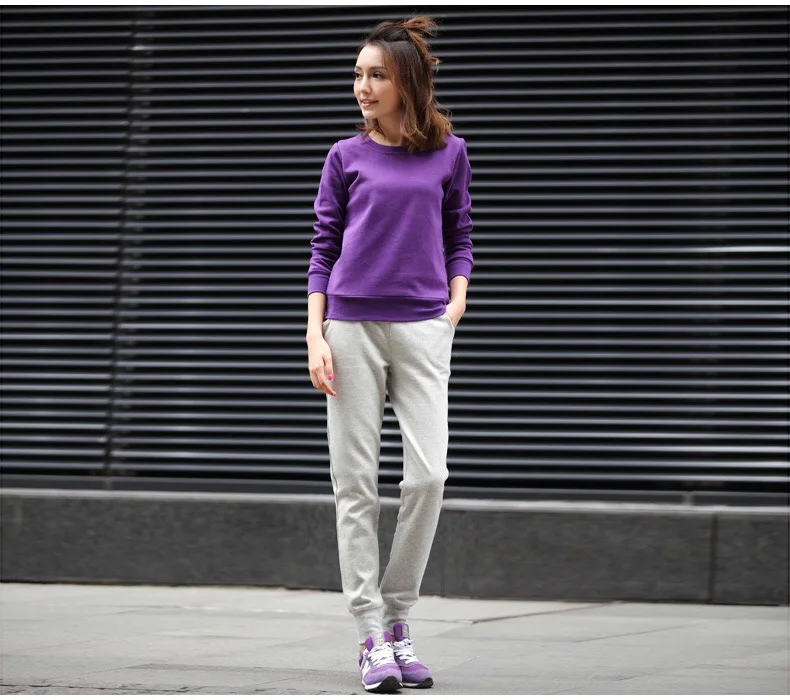 Сплошной цвет толстовка осень и зима Женская хлопчатобумажная Повседневная