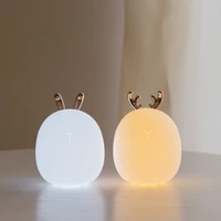 creative cartoon elk rabbit led night light silicone usb rechargeable christmas atmosphere lamp children baby bedside lamps gift
